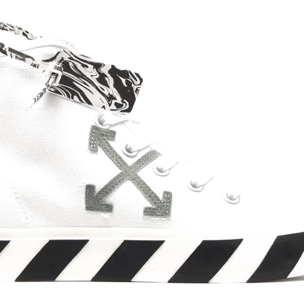 Off-White High-Tops with Black and White Stripes